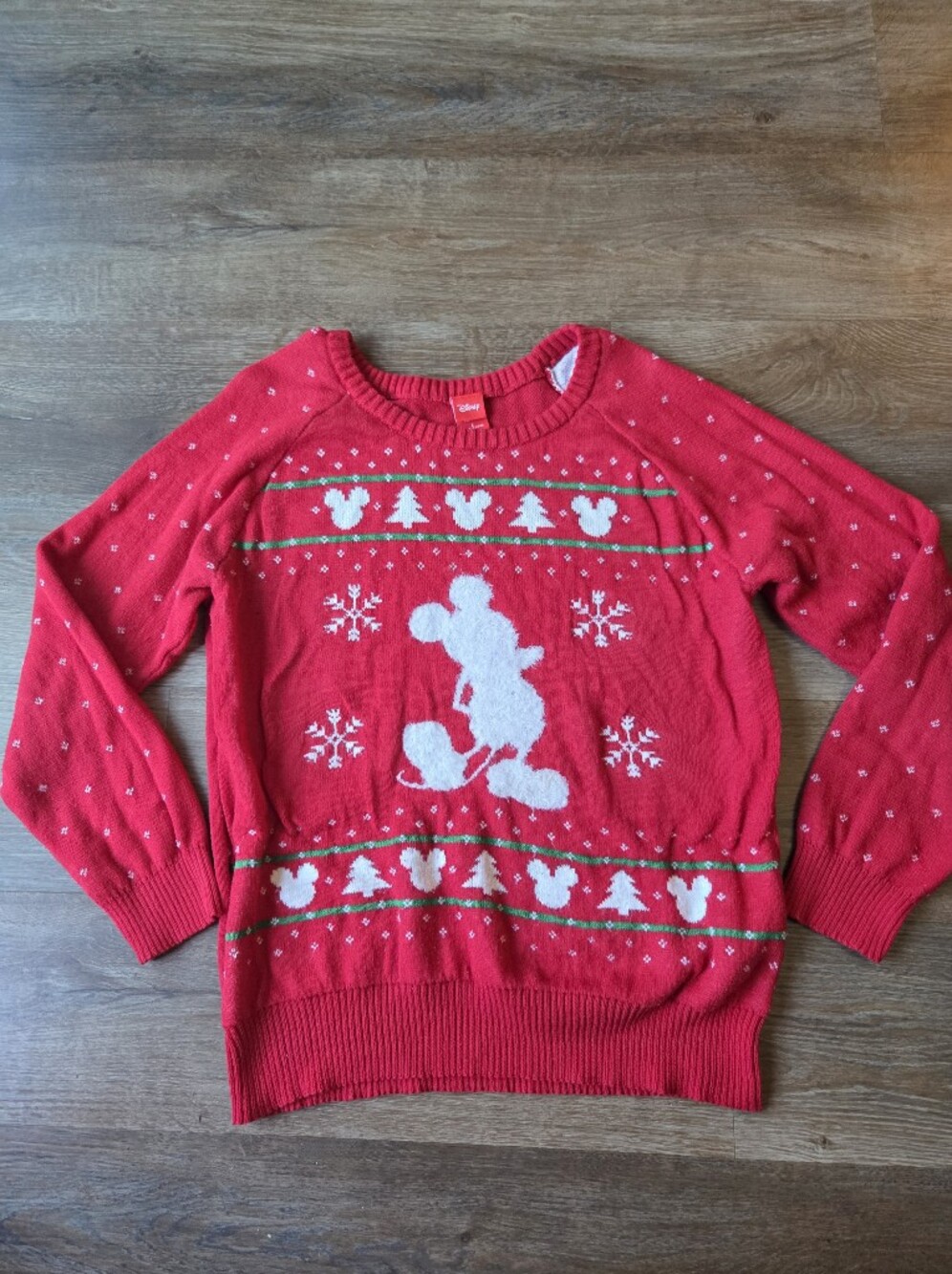 Disney Mickey Mouse Red Christmas Holiday Fair Isle Style Sweater size Large